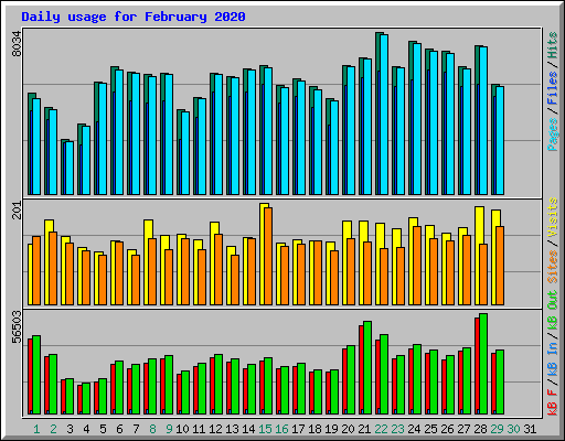 Daily usage for February 2020